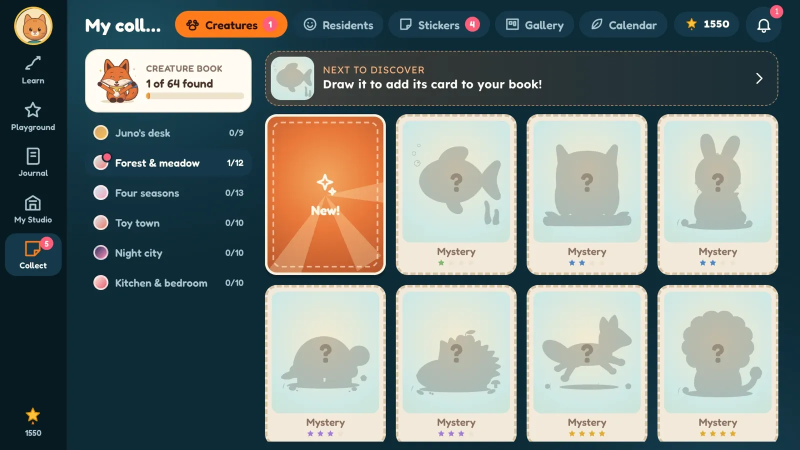 Collect creatures and stickers